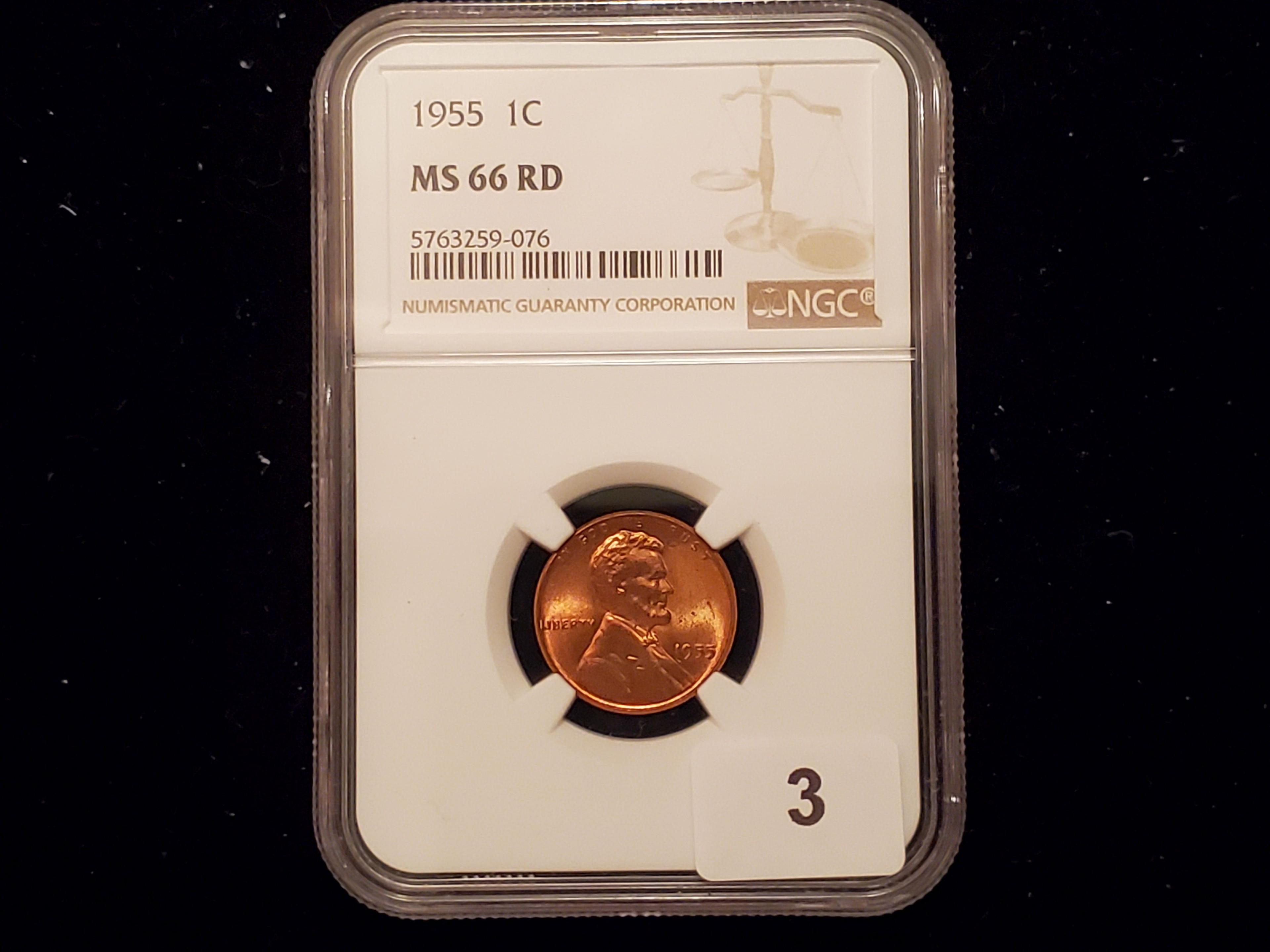 NGC 1955 Wheat Cent in Mint State 66 RED