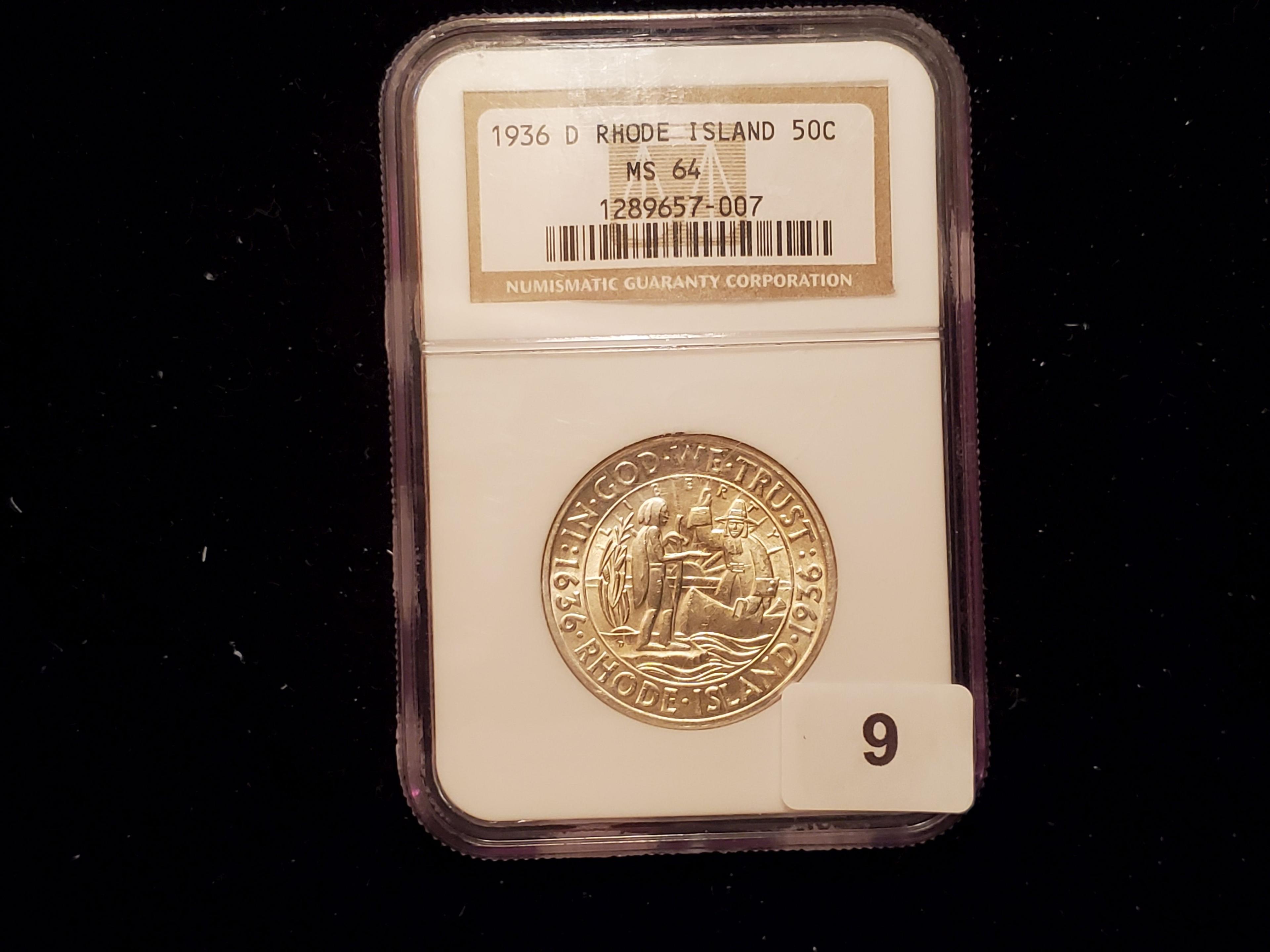 NGC 1936-D Rhode Island Commemorative half Dollar Mint State 64