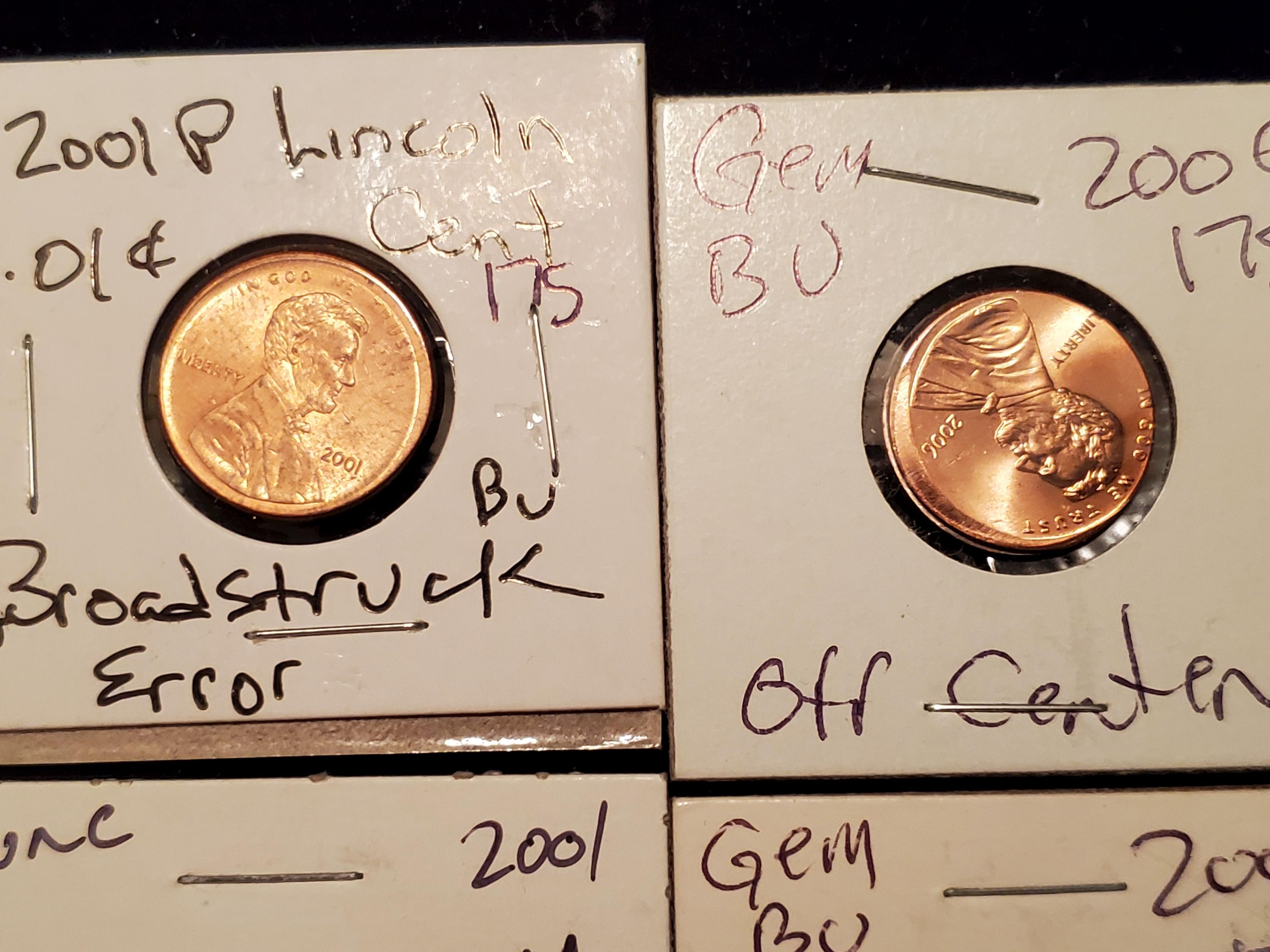 FIVE BU RED Off-center Lincoln Cents