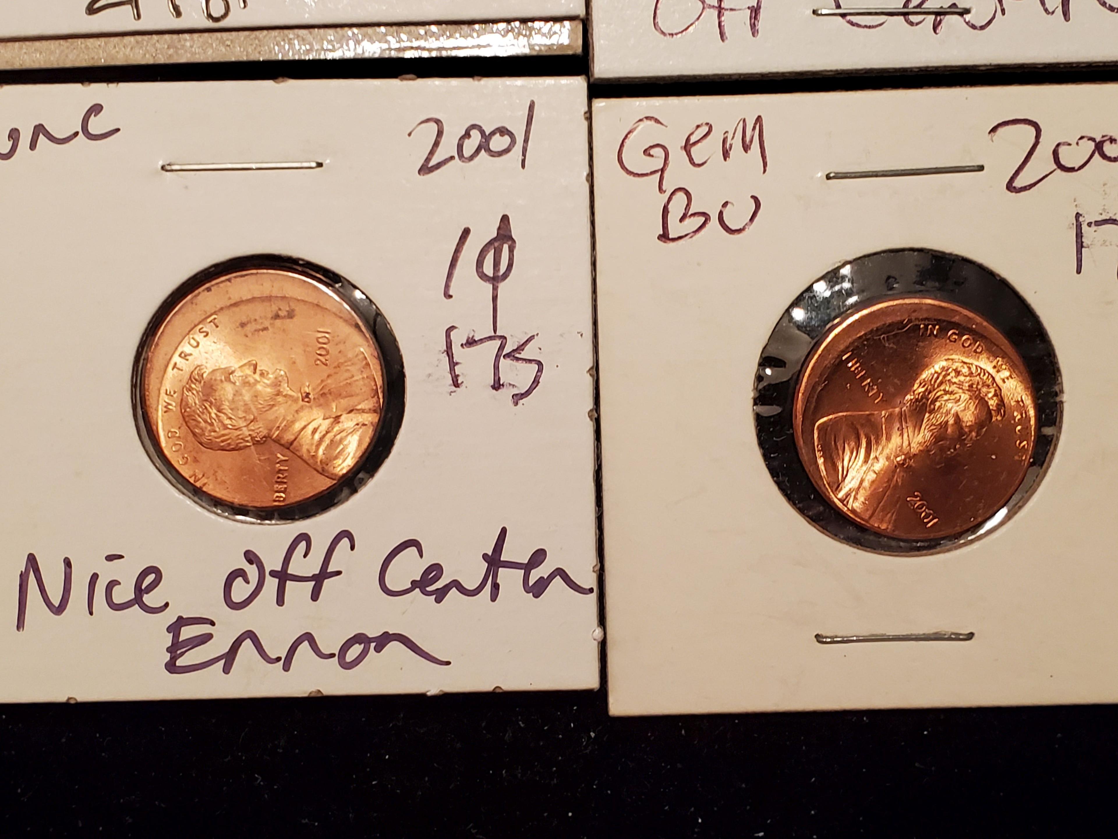 FIVE BU RED Off-center Lincoln Cents