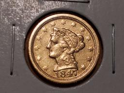 GOLD! 1847-O Liberty head $2.5 gold Quarter Eagle