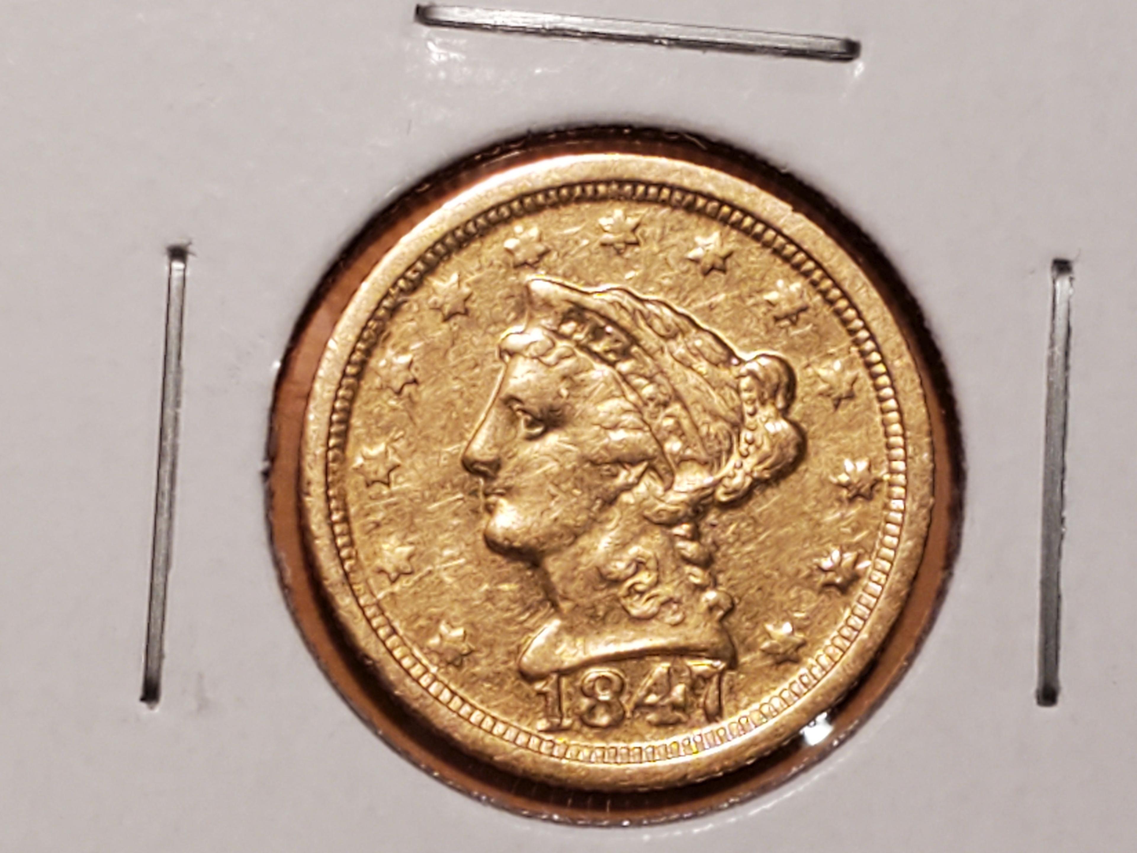 GOLD! 1847-O Liberty head $2.5 gold Quarter Eagle