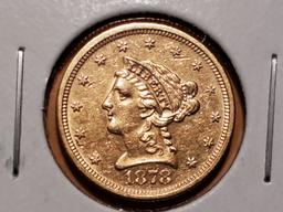 GOLD! 1878-S gold Liberty Head $2.5 quarter eagle in About Uncirculated ++