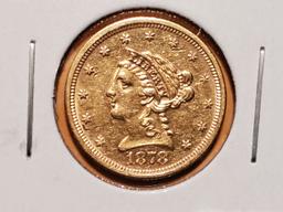 GOLD! 1878-S gold Liberty Head $2.5 quarter eagle in About Uncirculated ++