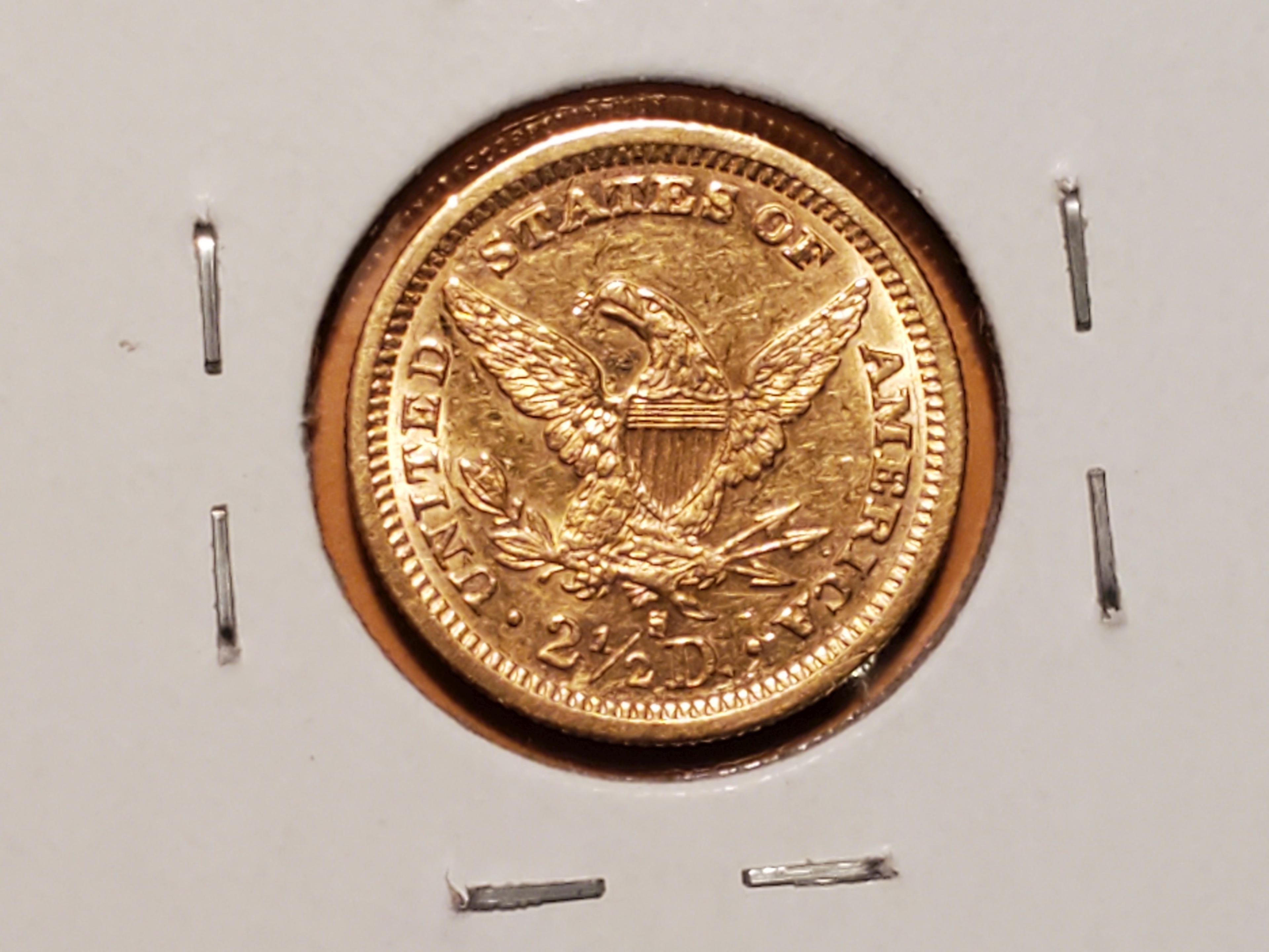 GOLD! 1878-S gold Liberty Head $2.5 quarter eagle in About Uncirculated ++