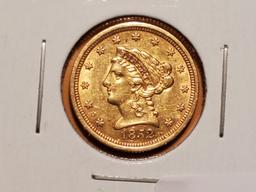 GOLD! 1852 gold Liberty Head $2.5 quarter eagle in About Uncirculated plus