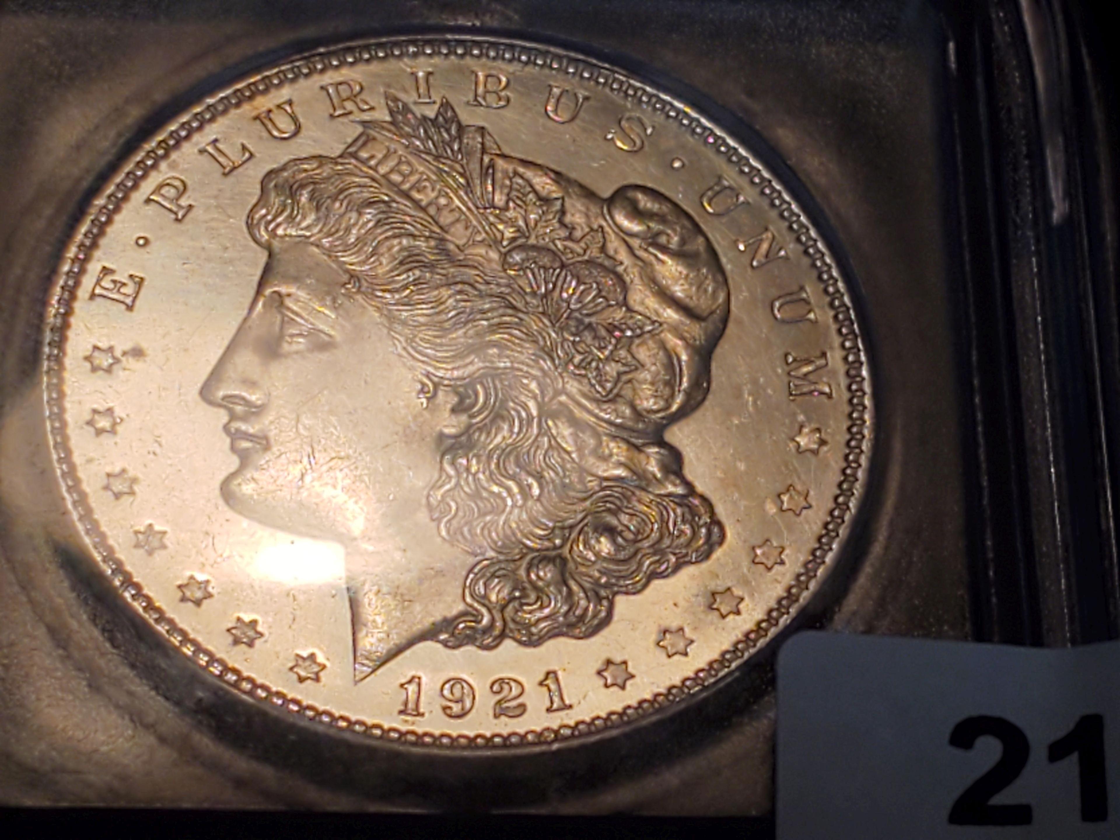 ICG 1921 Morgan Dollar Mint State 63 Prooflike