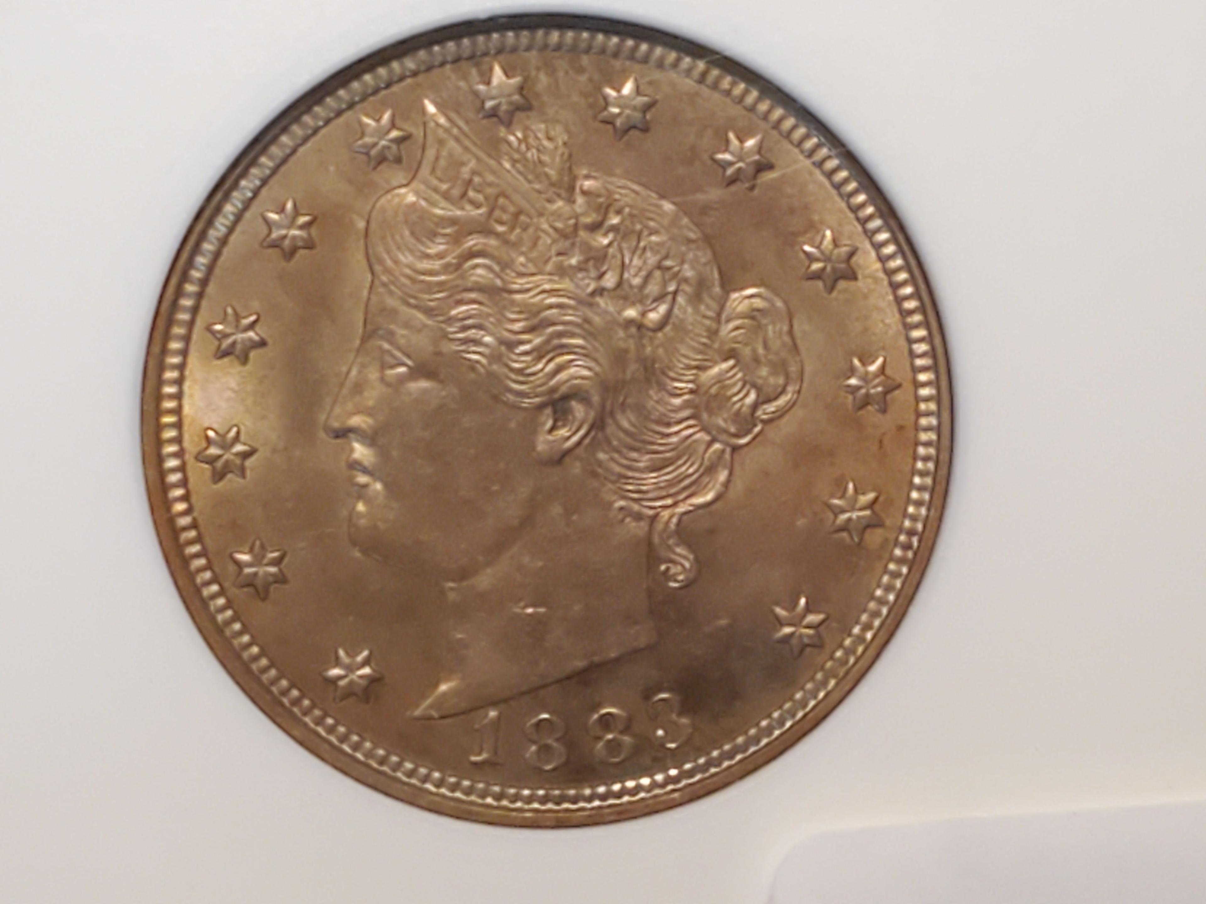 * KEY DATE * ANACS 1883 No Cents Liberty "V" Nickel Mint State 64