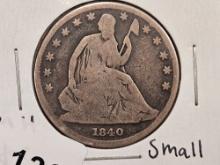 Better Date 1840 Seated Liberty Half Dollar in Very Good
