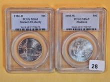 Two GEM, near-perfect PCGS-graded Commemorative Half Dollars