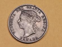 1900 Canada silver 25 cents in extra fine