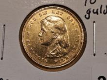 GOLD! 1897 Netherlands gold 10 gulden