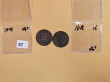 1845 and 1848 Braided hair large Cents
