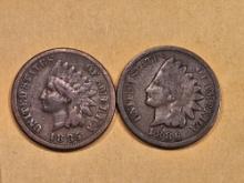 1885 and 1886 Indian Cents in Very Good