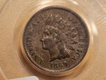 ** Semi-key PCGS 1869 Indian Cent in Extra Fine 45