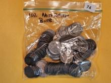 Bag of One Hundred Two (102) Buffalo Nickels