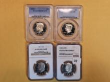 Four Near-perfect NGC and PCGS-graded Proof Kennedy Half Dollars