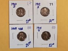 Four early Wheat cents