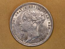 Brilliant AU-BU 1887 Great Britain silver 6 pence