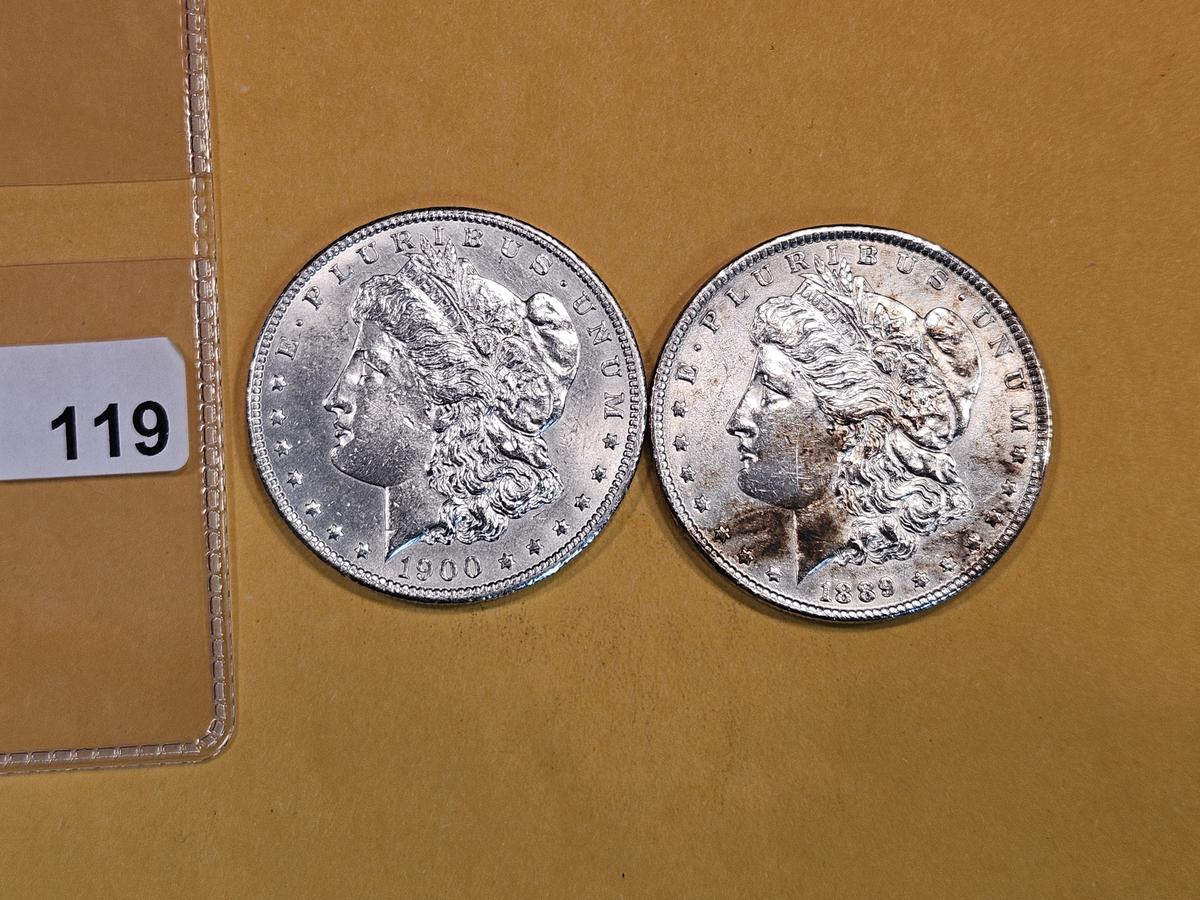 1900 and 1889 Morgan Dollars
