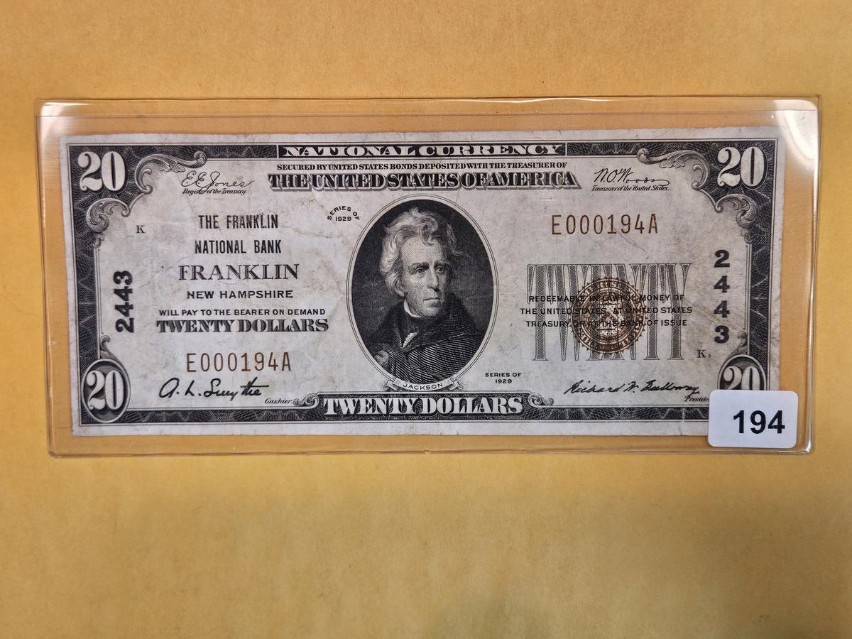 1929 Twenty Dollar National Currency in Very Fine