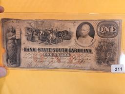 1860 Bank of South Carolina One Dollar