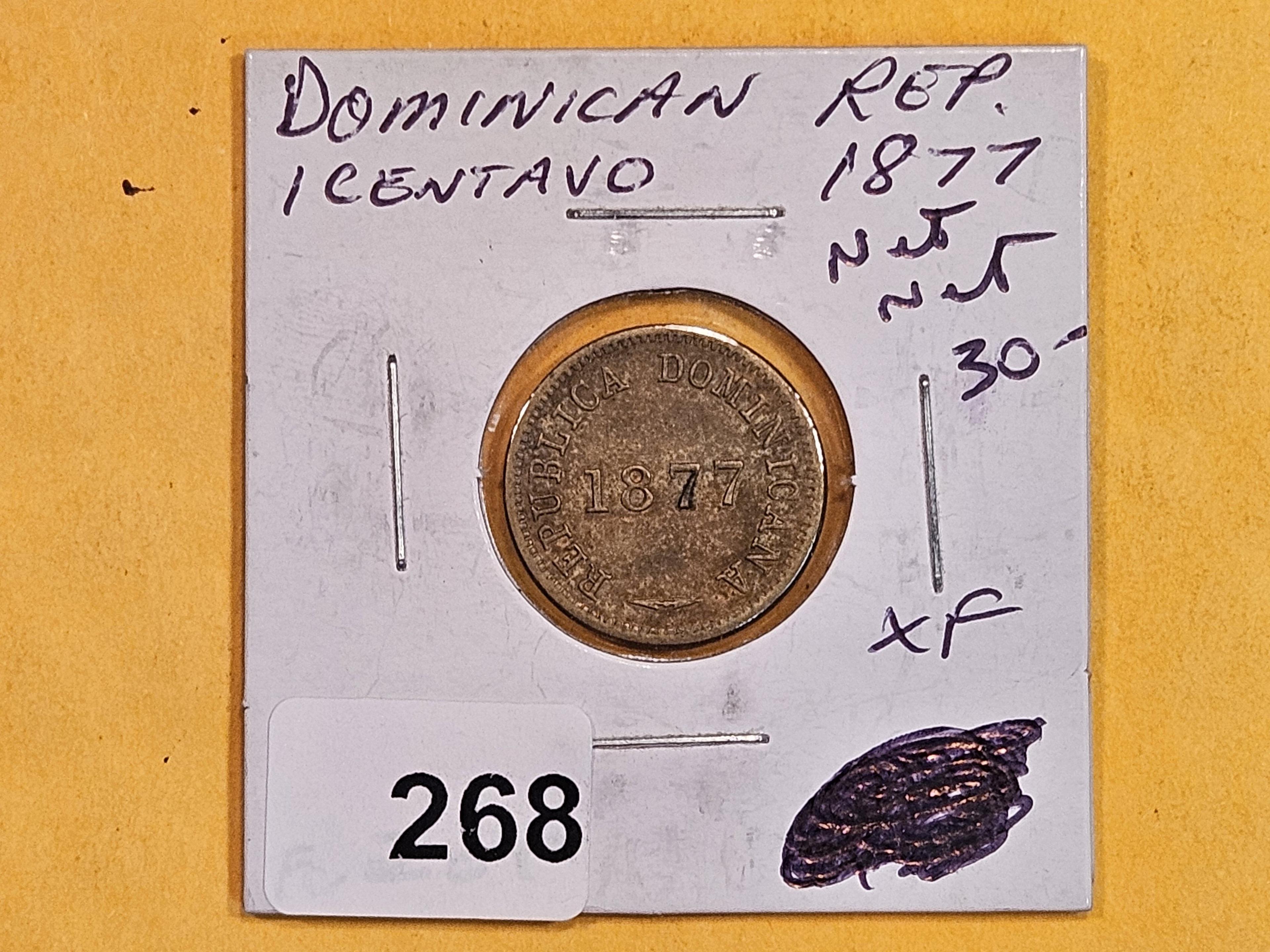 Scarce 1877 Dominican Republic 1 centavo