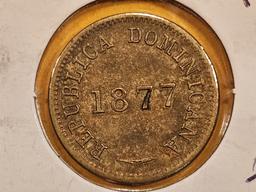 Scarce 1877 Dominican Republic 1 centavo