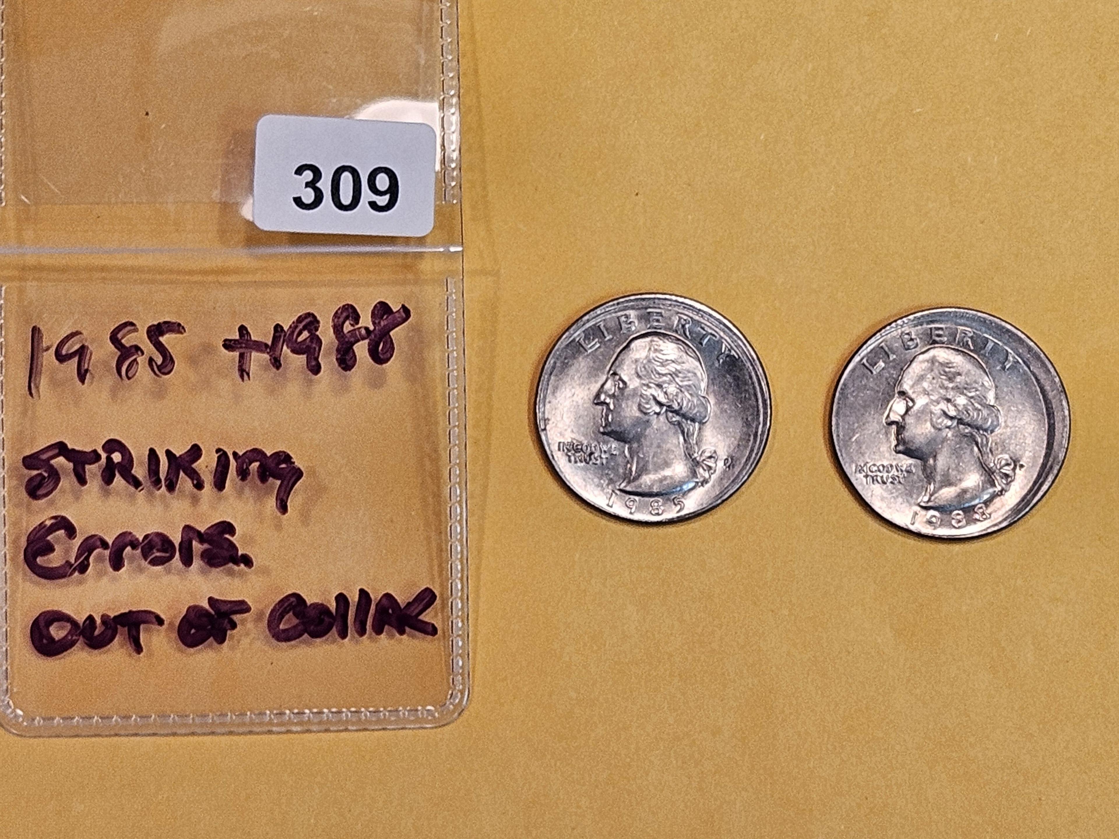 ERRORS! 1985 and 1988 Washington Quarters