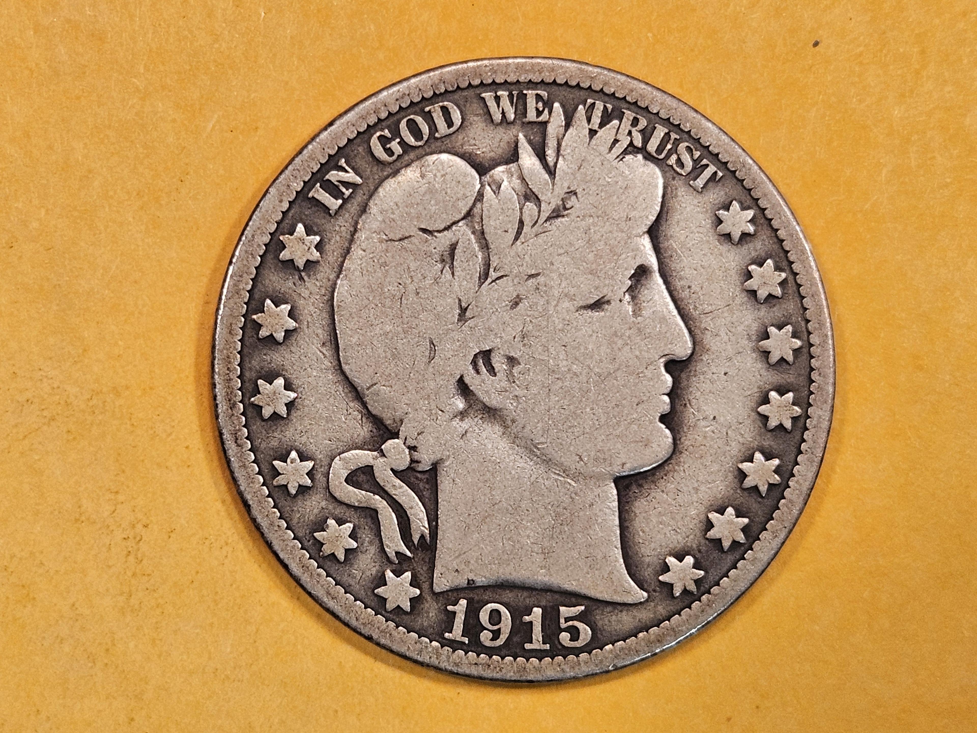 * Semi-key 1915 Barber half Dollar