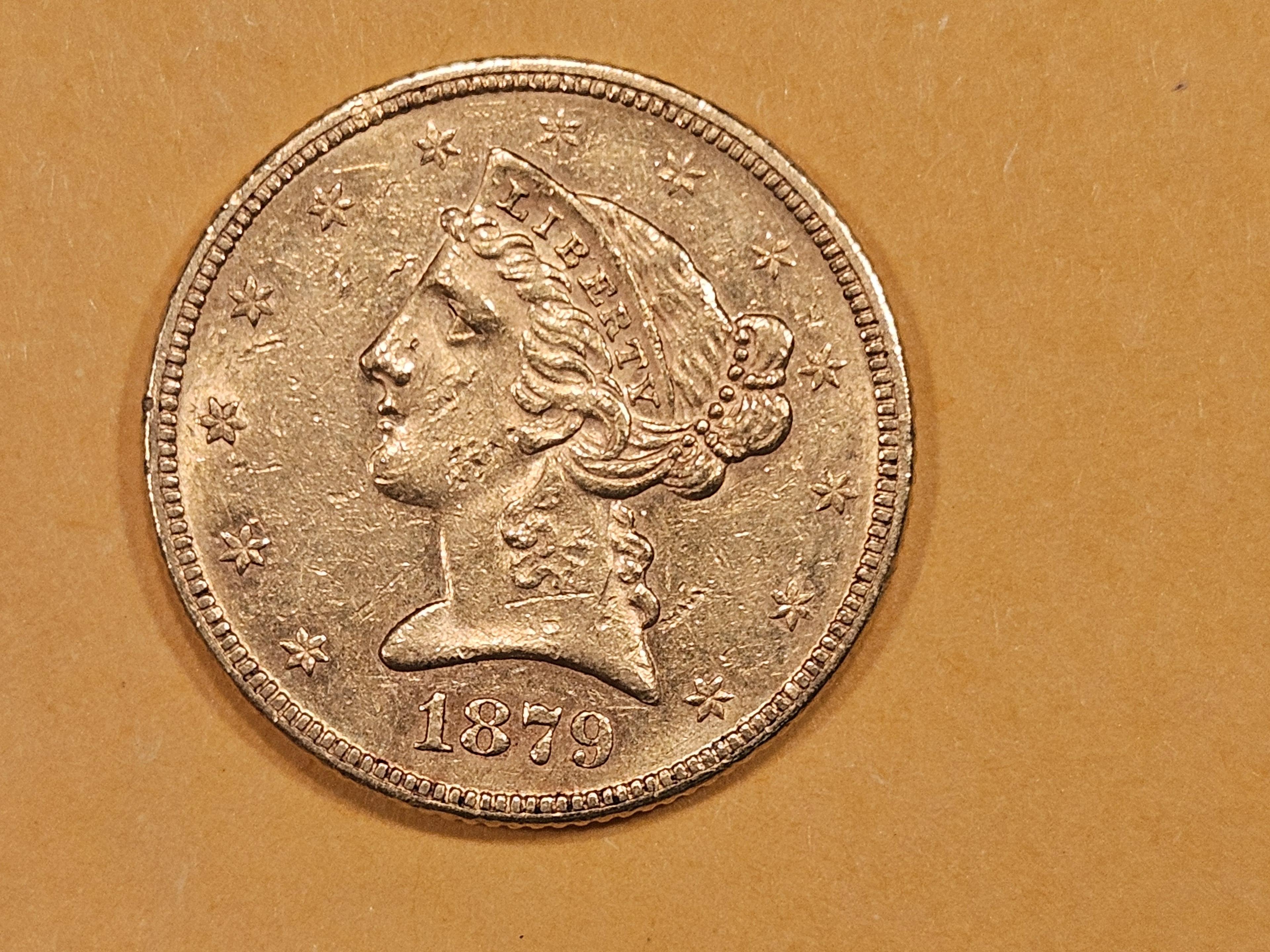 GOLD! Brilliant Uncirculated 1879 Liberty Head Gold $5 Half-Eagle