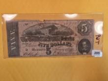 1864 Confederate Five Dollar Note