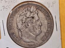 1842-A France silver 5 francs