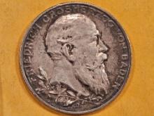 1902 German States Baden silver 2 marks