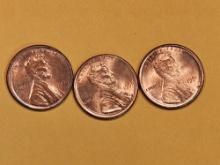 ERRORS! Three  BU RED Lincoln cents