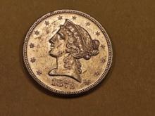 GOLD! Brilliant Uncirculated 1879 Liberty Head Gold $5 Half-Eagle