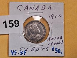 1910 Canada silver 5 cents