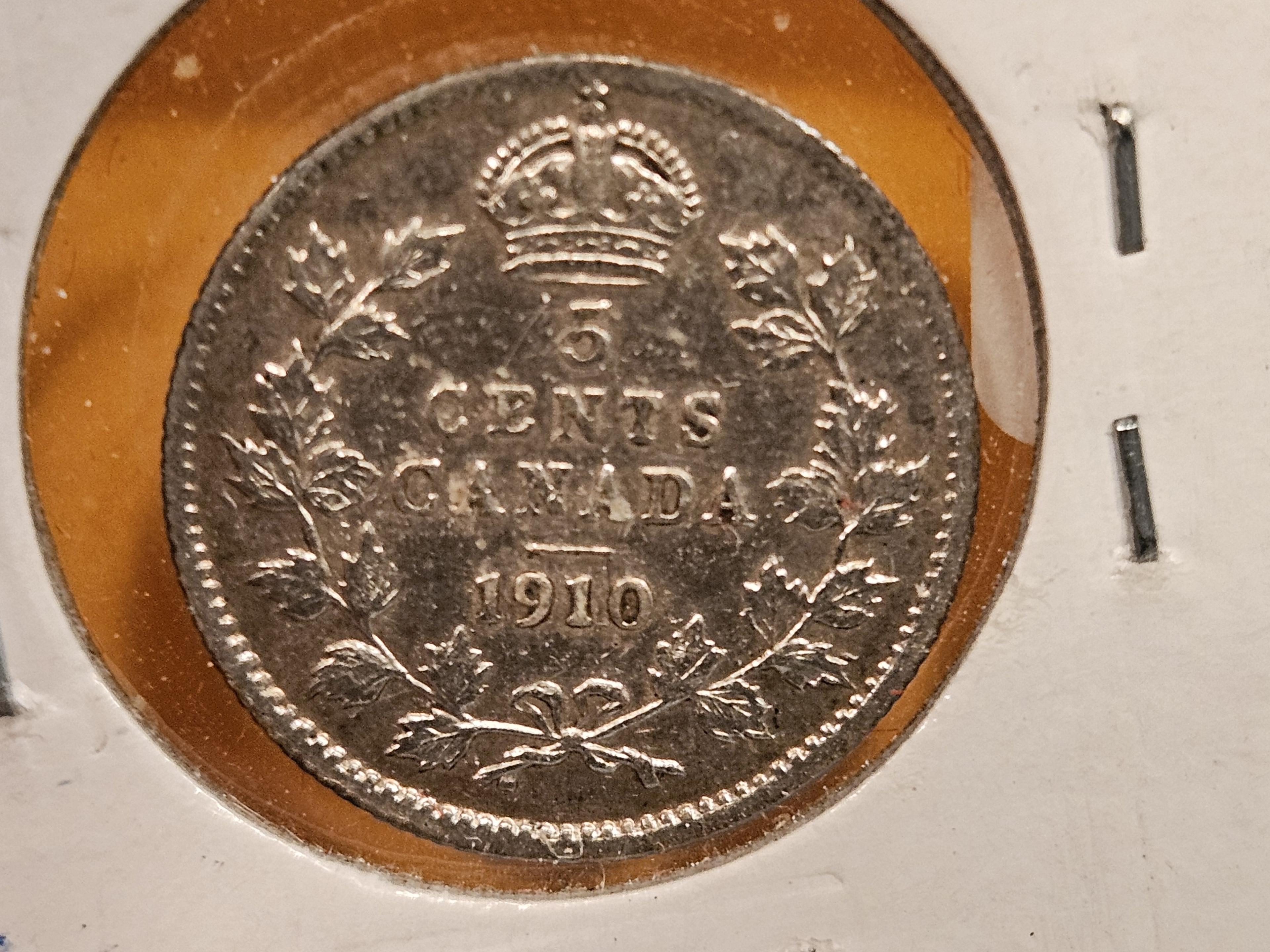 1910 Canada silver 5 cents