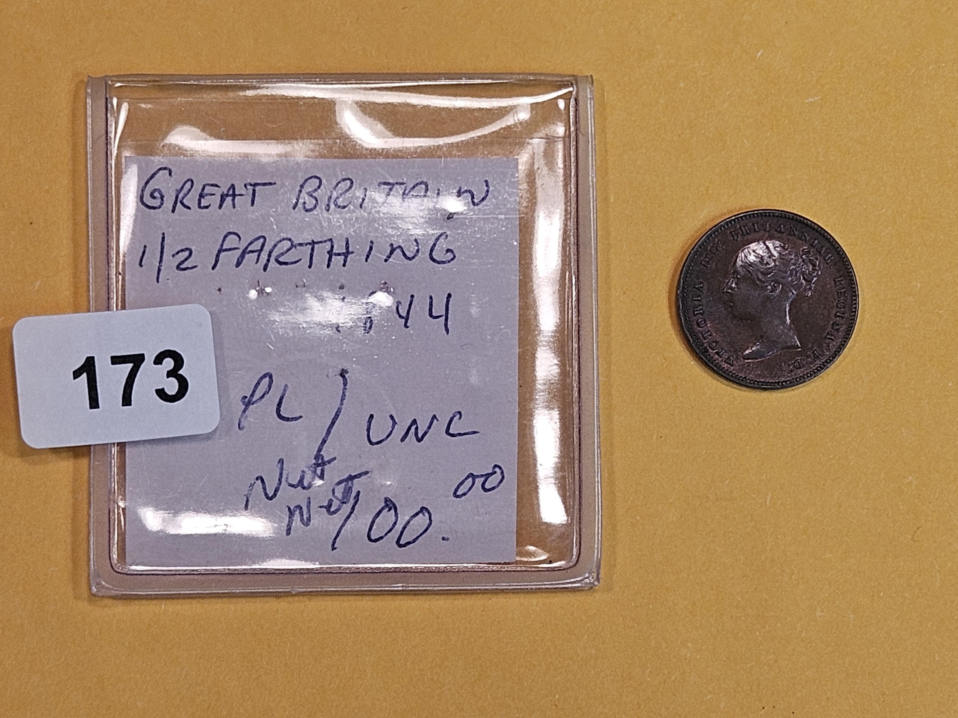 Choice 1844 Great Britain 1/2 farthing