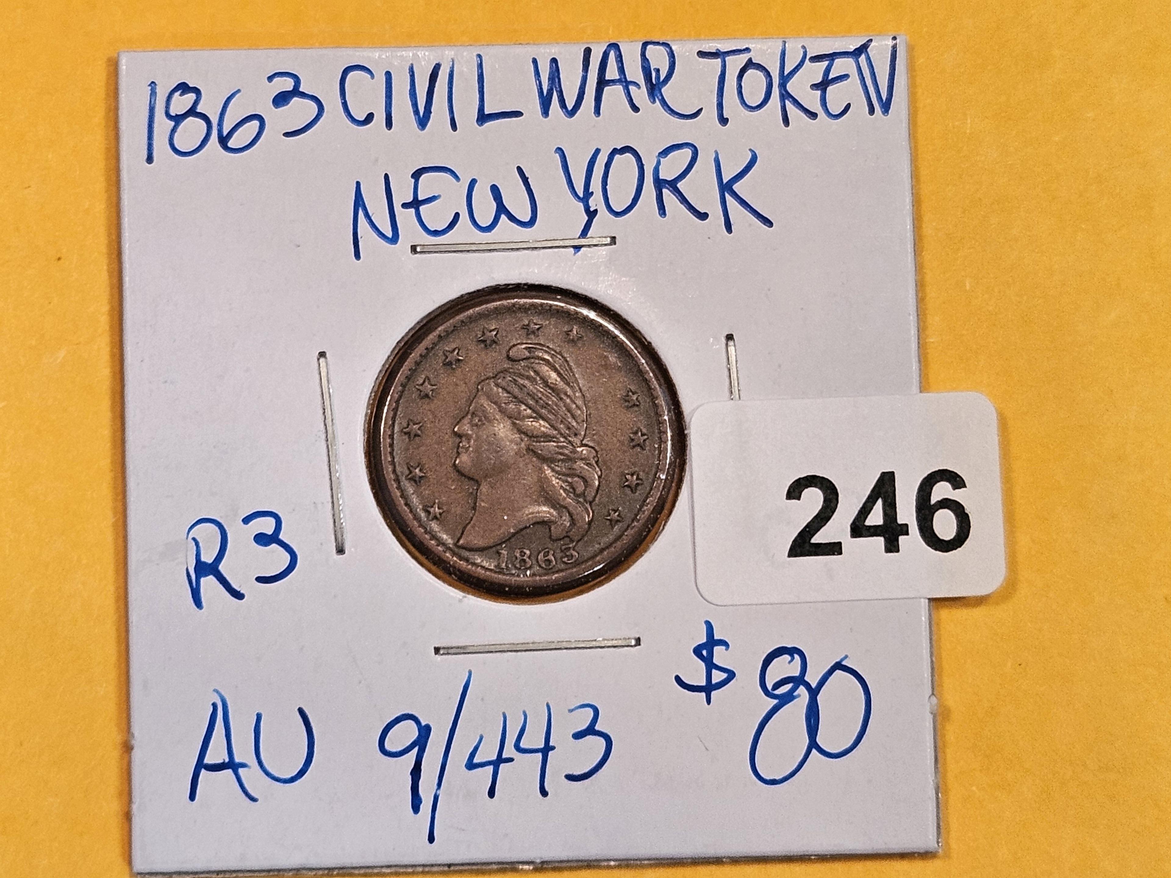 1863 Civil War Token in About Uncirculated