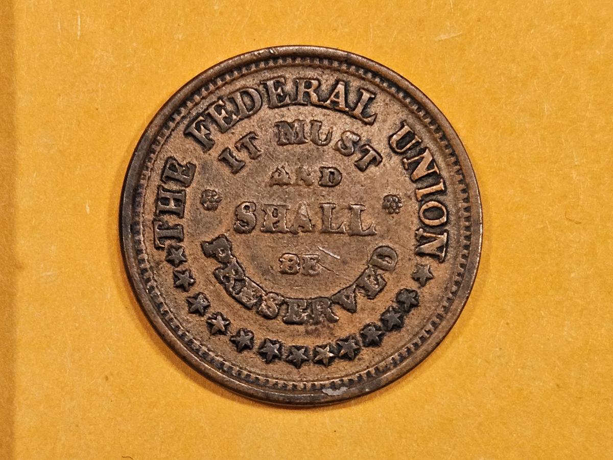 Civil War Token in Extra Fine