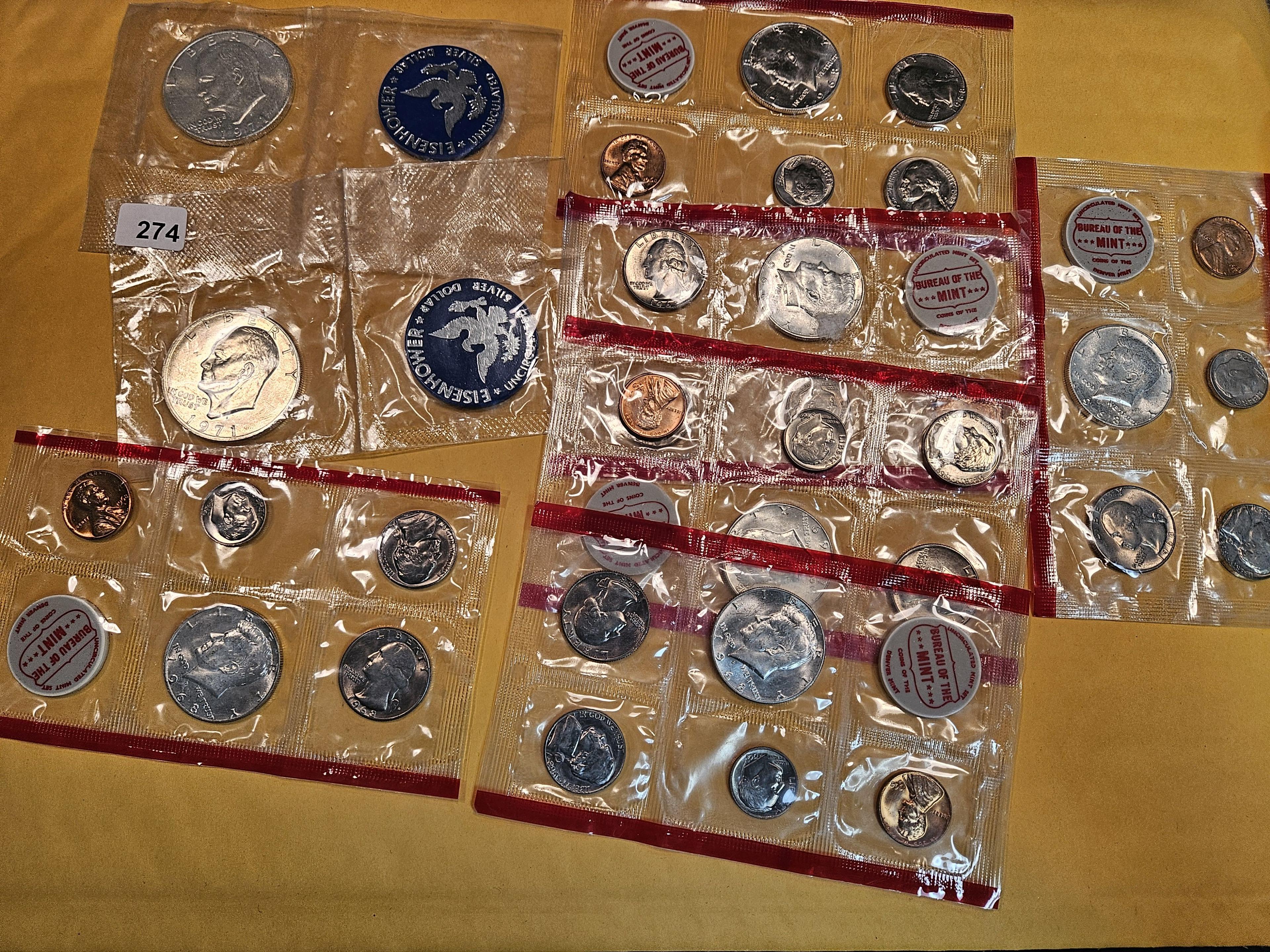 Eight US Mint Sets with Silver coins