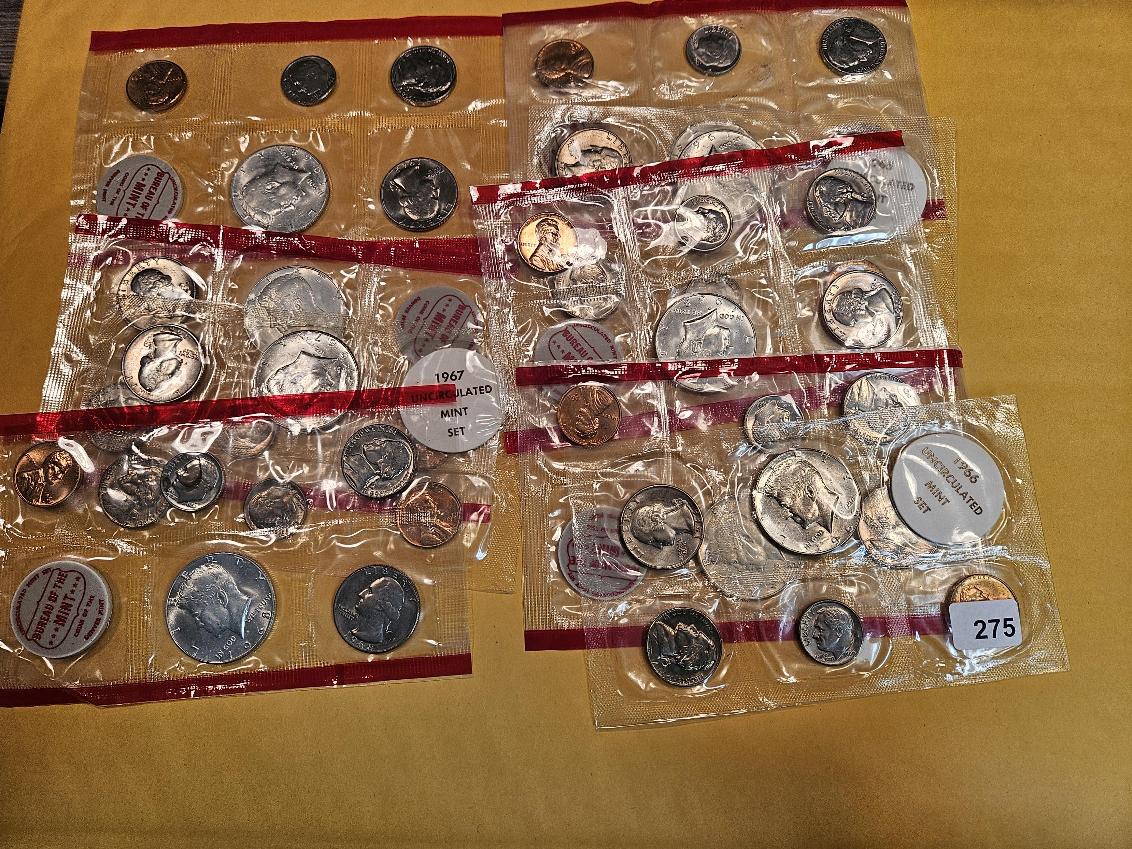 Nine US Mint Sets with Silver