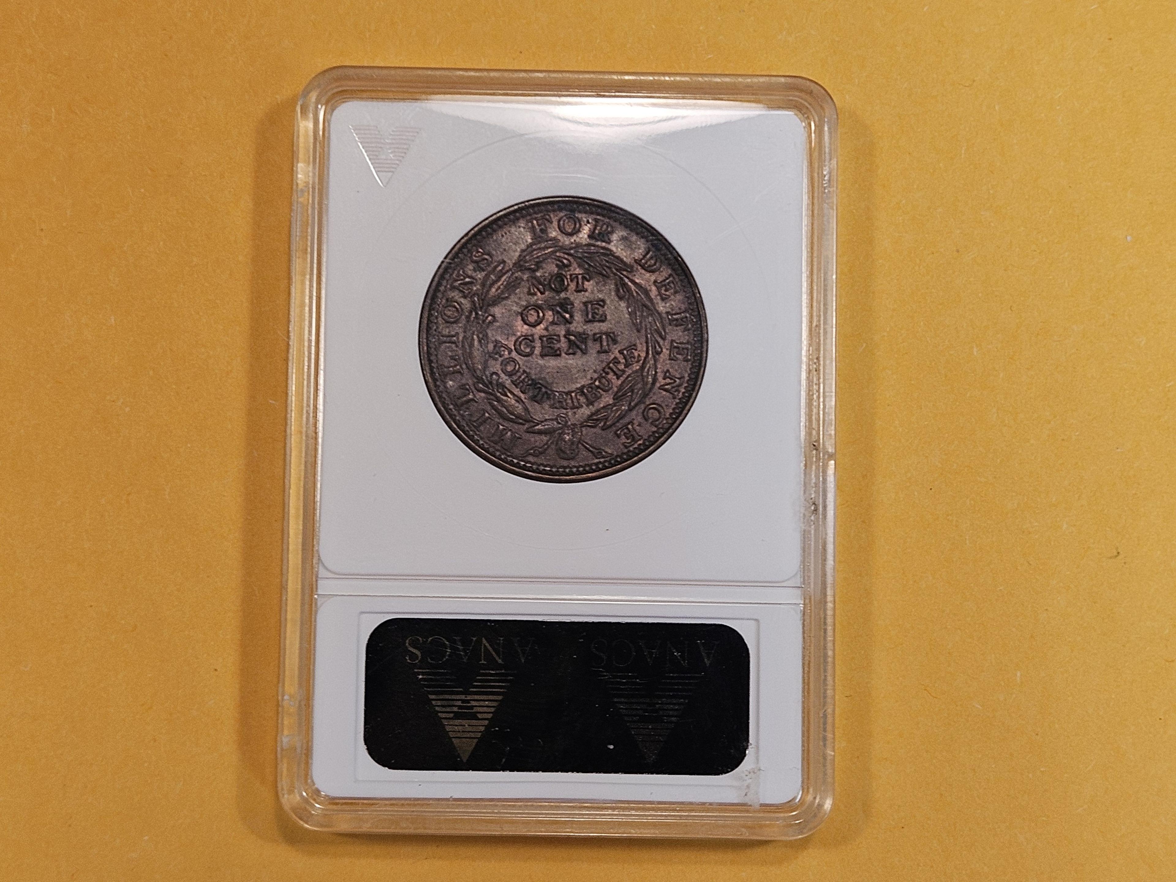 * ANACS 1837 Hard Times Token in Mint State 62 Brown