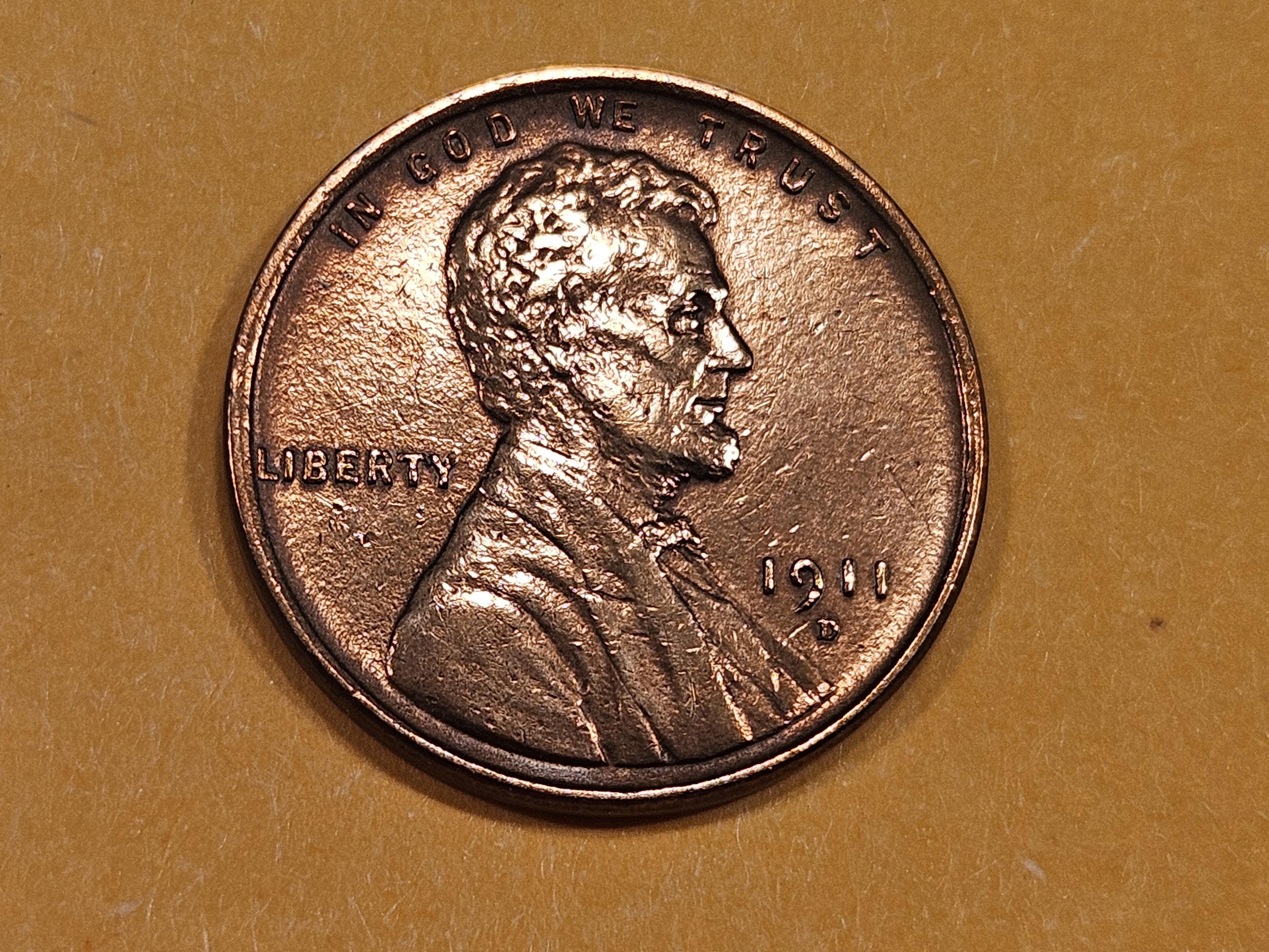 1911-D Wheat cent in AU-UNC details