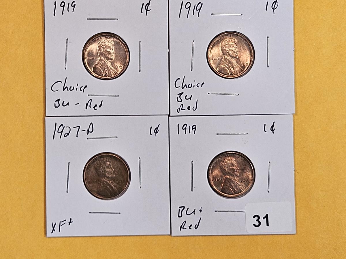 Four Good looking Wheat cents