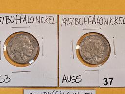 Three About Uncirculated plus Buffalo Nickels