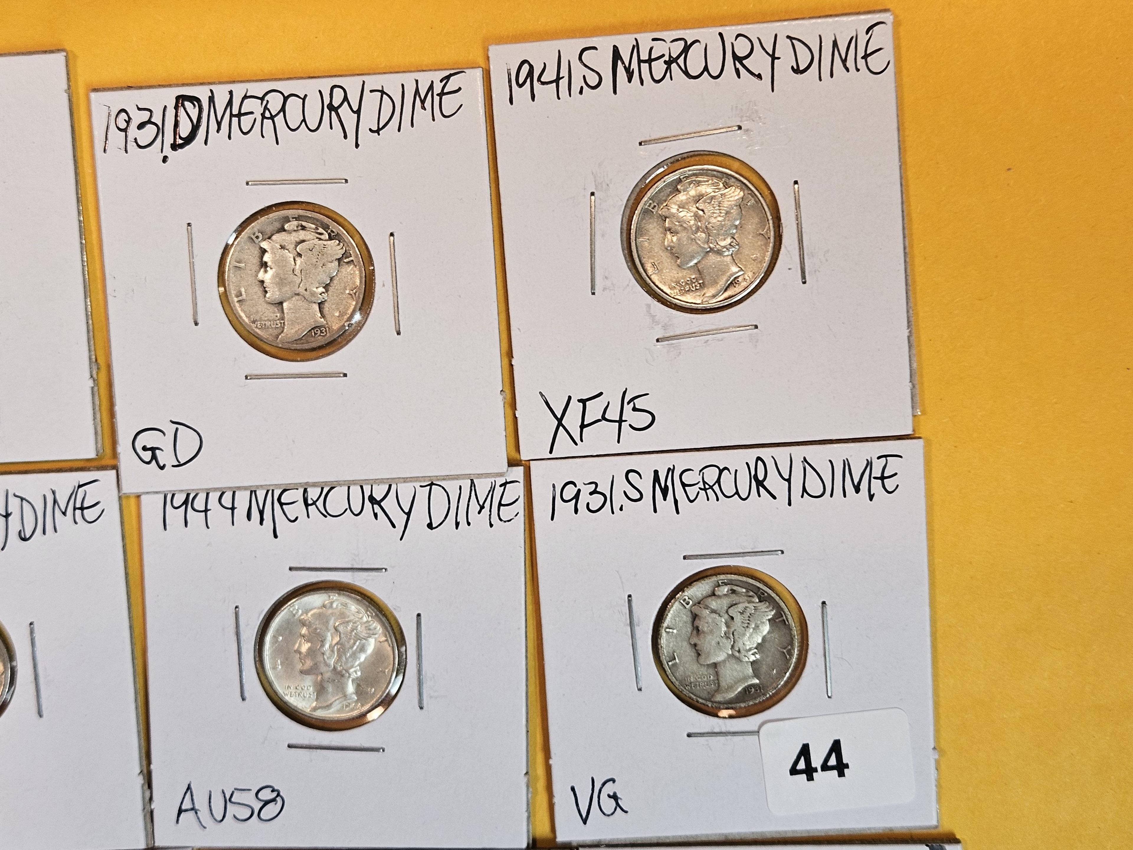 Thirteen mixed silver dimes