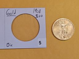 GOLD! Brilliant Uncirculated 1908 Saint Gaudens Twenty Dollars