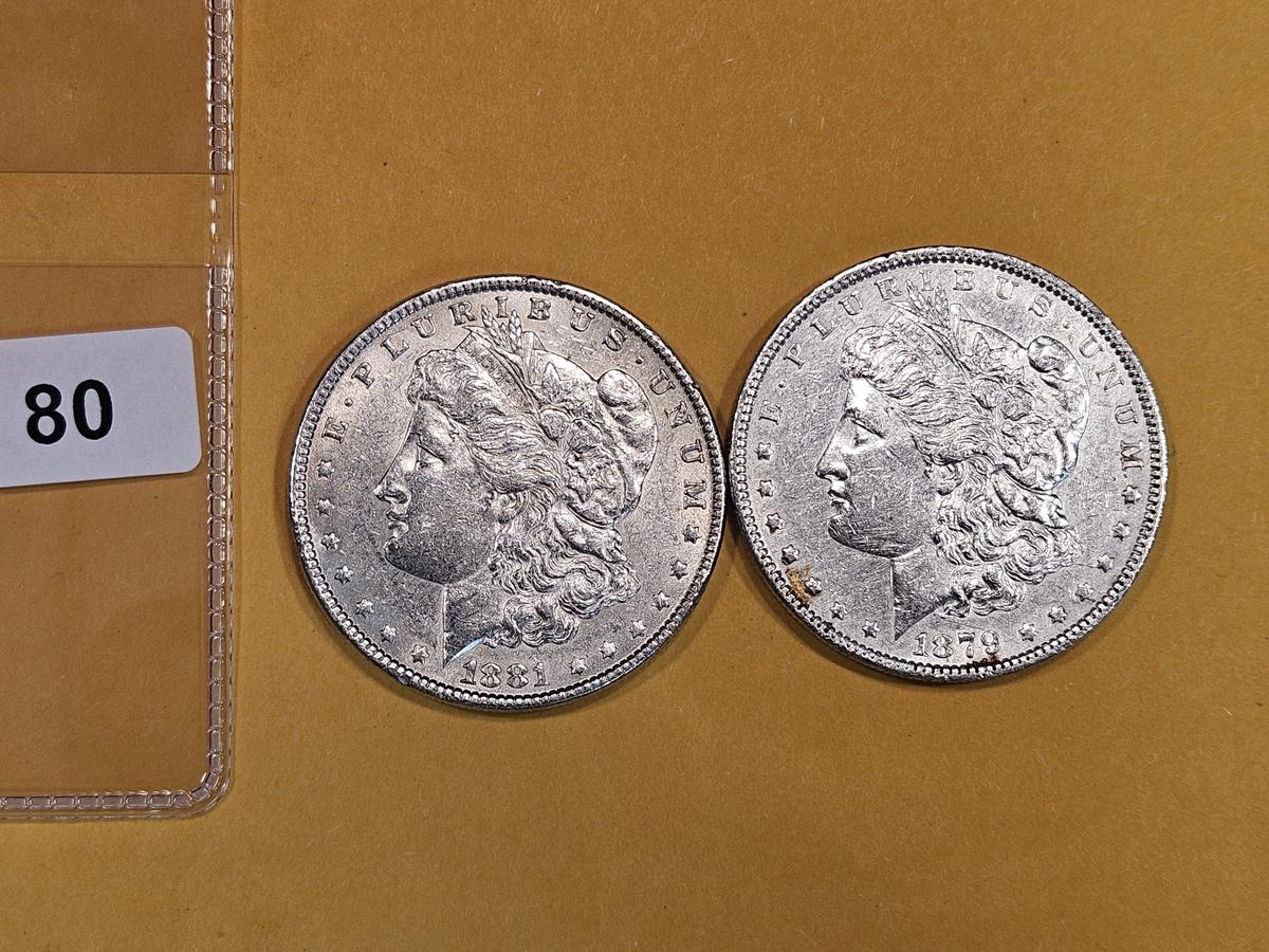 1881 and 1879 Morgan Dollars